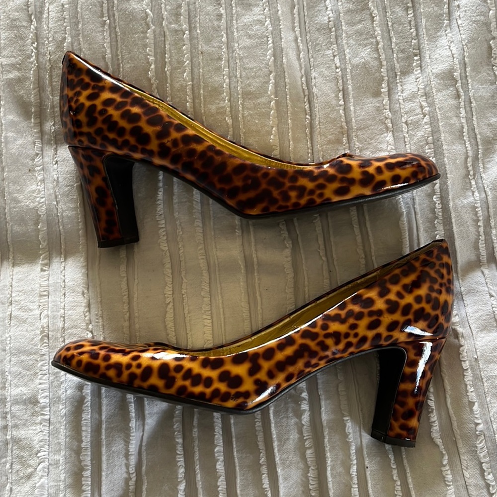 J. Crew Juliette Patent Leather Cheetah Print Heels